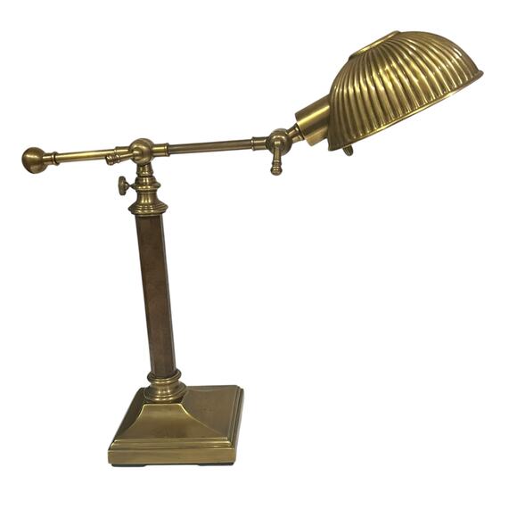 Vintage Ethan Allen Table Task Lamp Brass Ball Joint Adjustable Banker Pharmacy - Picture 3 of 13